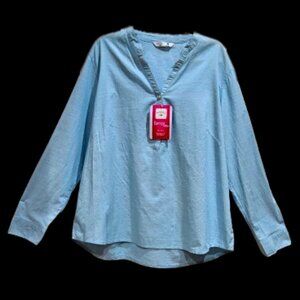 NWT Riders by Lee Turquoise Long Sleeve V-Neck Tunic - XXL